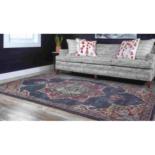 Mercury Row® Dulin Machine Woven / Power Loomed Performance Navy Blue